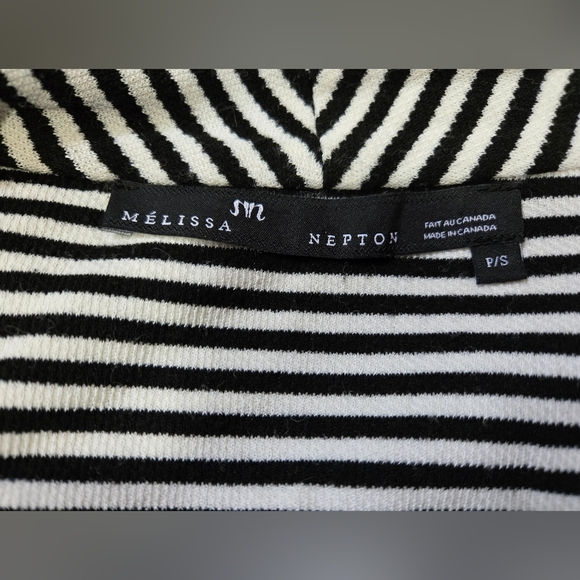 MELISSA NEPTON black And White Striped Open Front Cardigan. Size Small - Picture 9 of 12